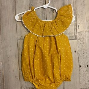Girls play Romper in burnt yellow